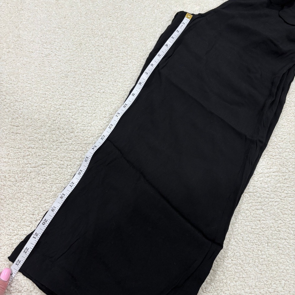 Wilfred Aritzia Faun Tie Waist Wide Leg Crop Black Sheer Lightweight Pant Medium - Picture 4 of 7